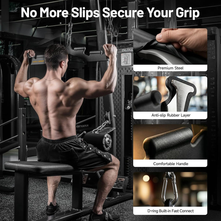 Latzugstange mit 6 Ergonomischen Griffen, Rutschfest Latzug Griff für Das Fitnessstudio Zu Hause, La