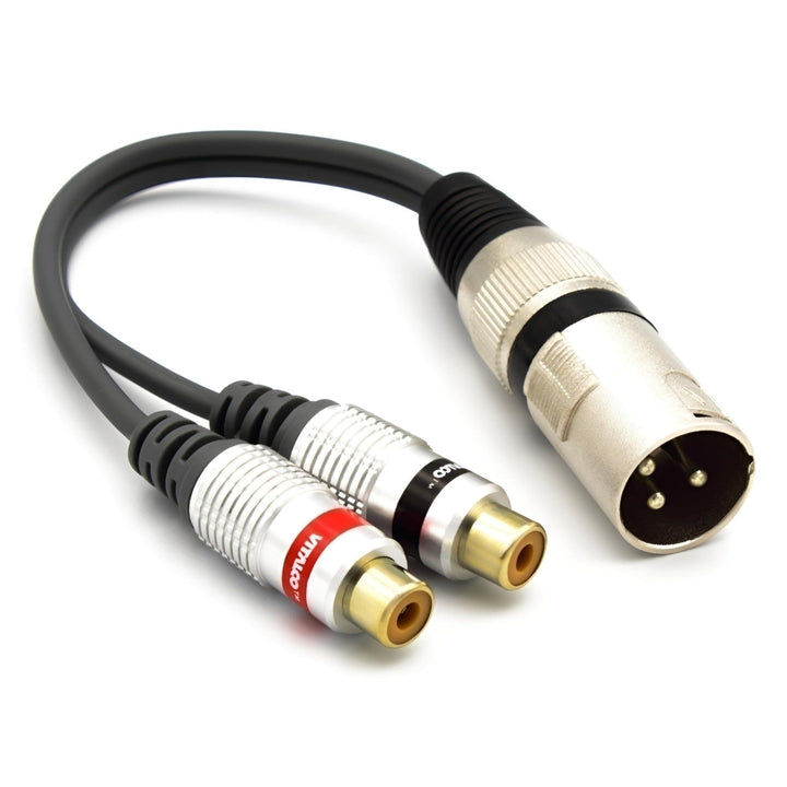 XLR Stecker auf 2x Cinch Buchse Adapter Mikrofon 3 Polig auf Chinch Audio Kabel Adapter XLR Male 2x