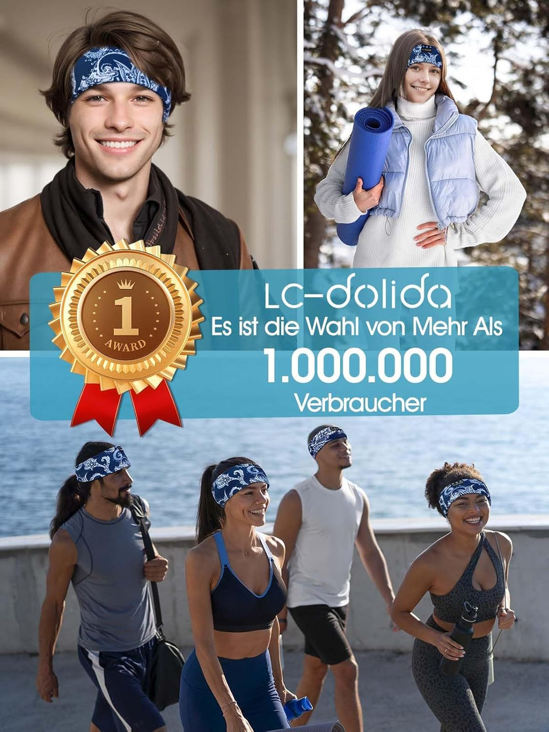 LC-dolida Schlafkopfhörer Bluetooth Schlafen Kopfhörer, Kabellos Sport-Kopfhörer Stirnband 15+ Stund