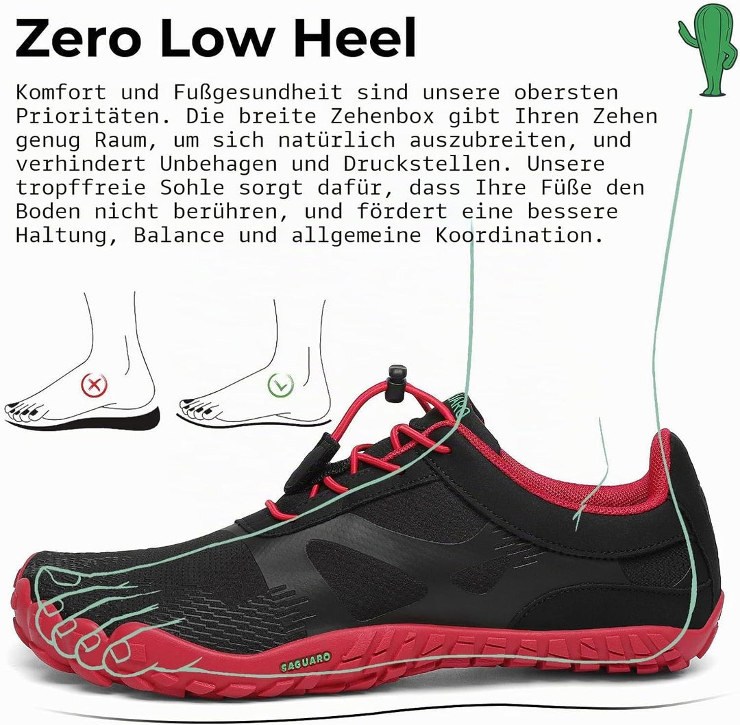 SAGUARO Damen Herren Barfussschuhe Trail Minimalistische Running Fitness Gr. 36-48 38 EU Dunkelrot,