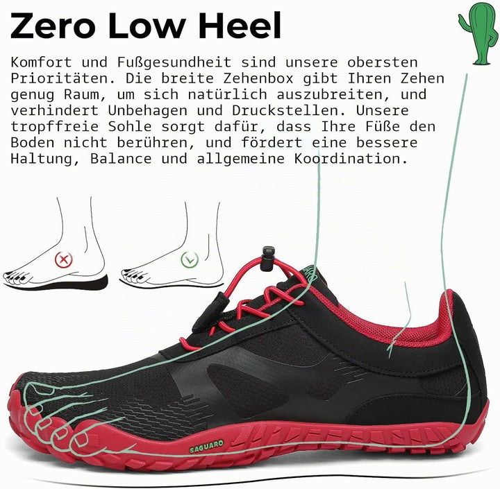 SAGUARO Damen Herren Barfussschuhe Trail Minimalistische Running Fitness Gr. 36-48 39 EU Dunkelrot,
