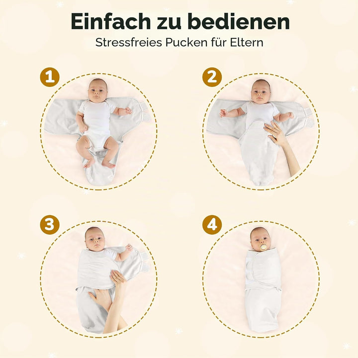 Mama Cheetah Baby Swaddle Blanket mit Zipper - 3er Pack für Neugeborene (0-3 Monate), Bio-Baumwolle,