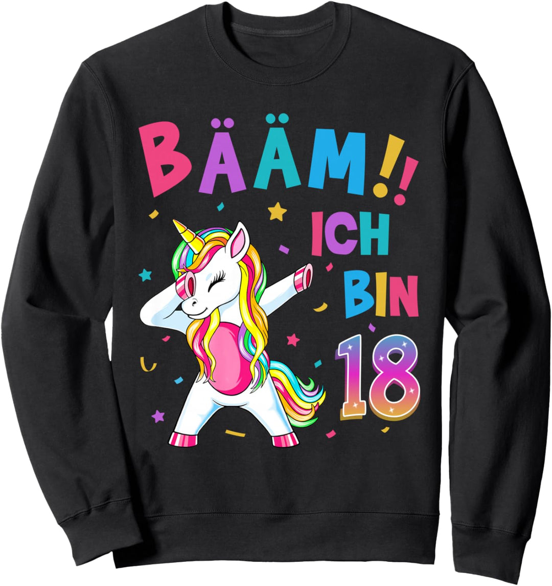 18 Geburtstag Mädchen 18 Jahre Tanzendes Lustiges Einhorn Sweatshirt