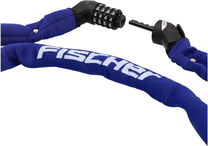 FISCHER Fahrradschloss, Kettenschloss Neopren mit Zahlenschloss, hohe Sicherheit für Fahrräder und E