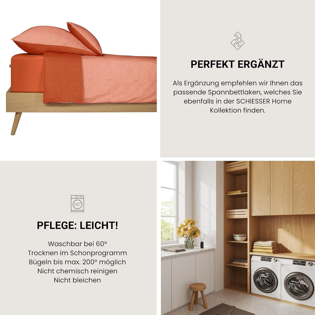 Schiesser Wende-Bettwäscheset Doubleface in angenehm glatter Renforcé Qualität, Made IN Green, Farbe
