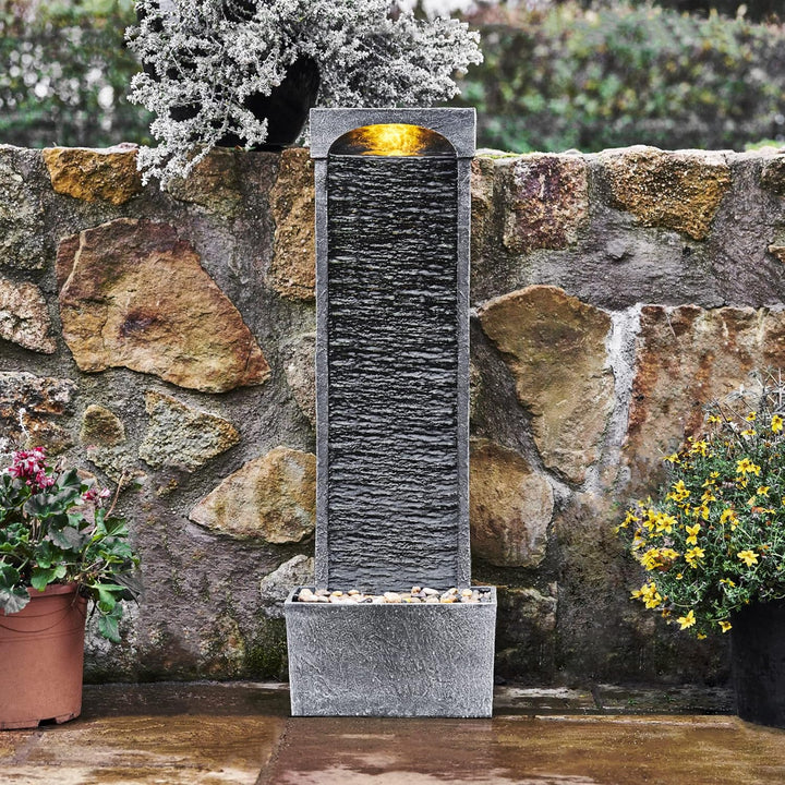 Peaktop - Garten Terrasse Stein 38-Zoll-Brunnen mit gebogen Wasserfall