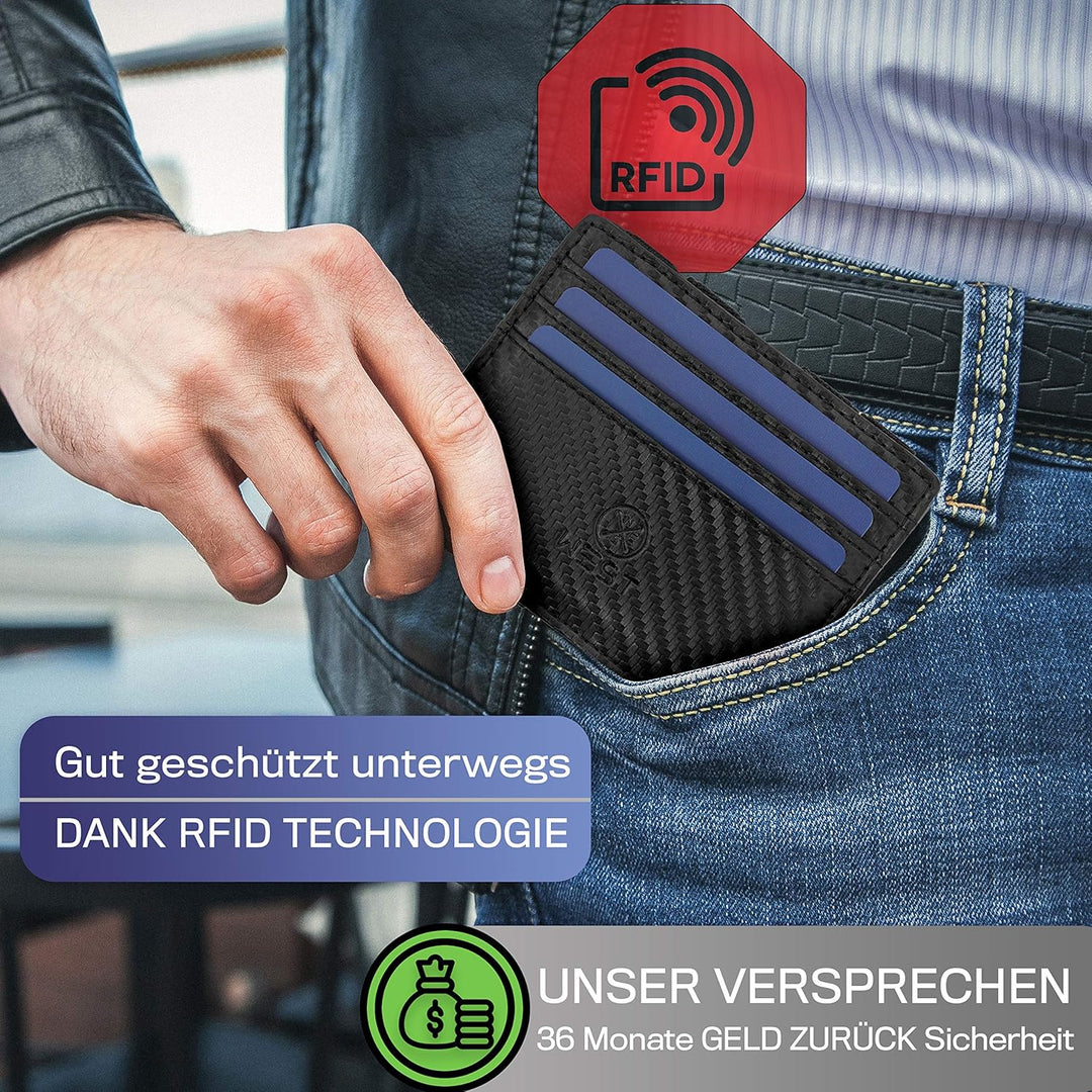 WEST - Kreditkartenetui mit Münzfach – inklusive Geschenkbox – kleine Geldbörse für Herren mit RFID-