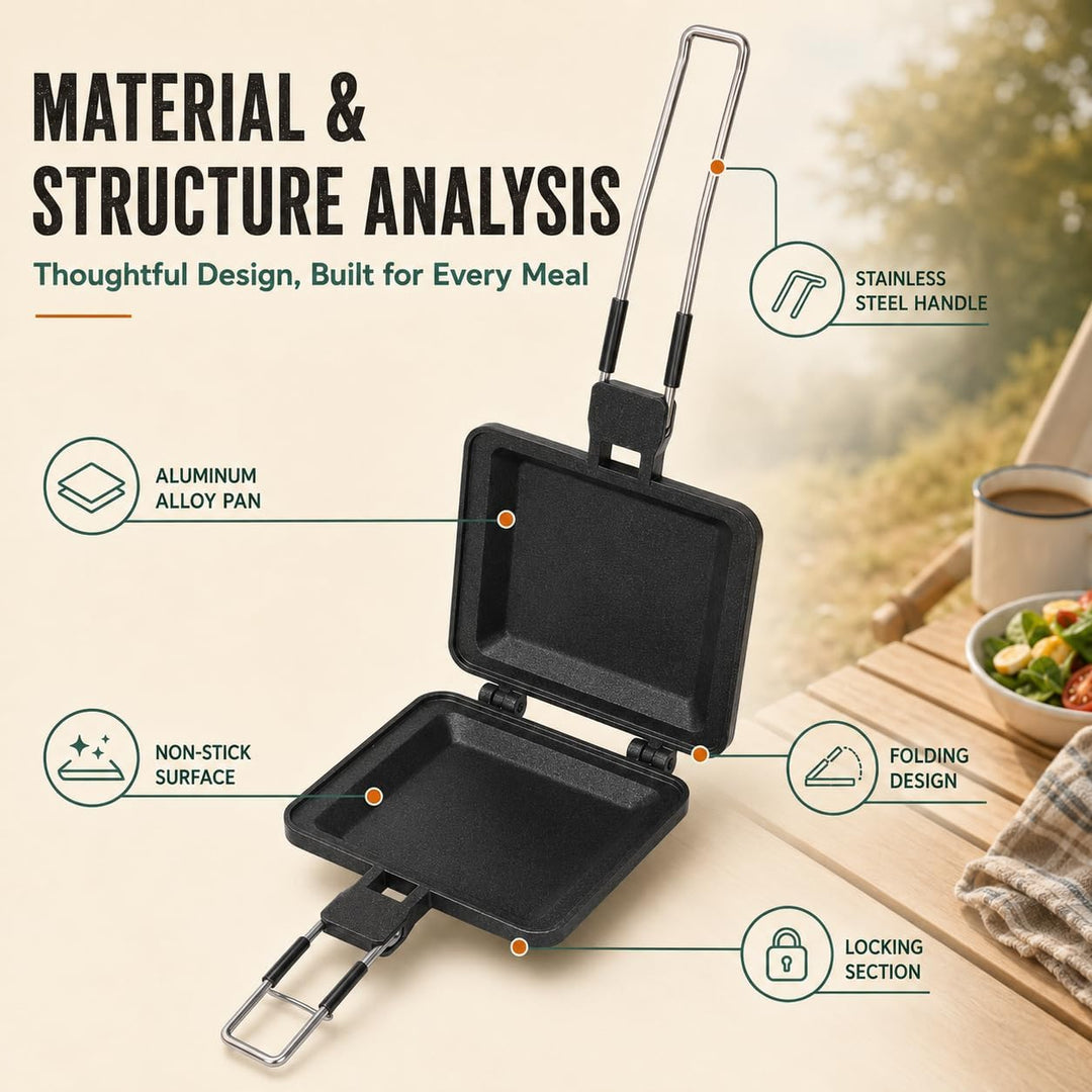 Multifunktionaler Sandwichmaker, faltbar, tragbar, antihaftbeschichtet, Frühstücksform, Presspfanne,