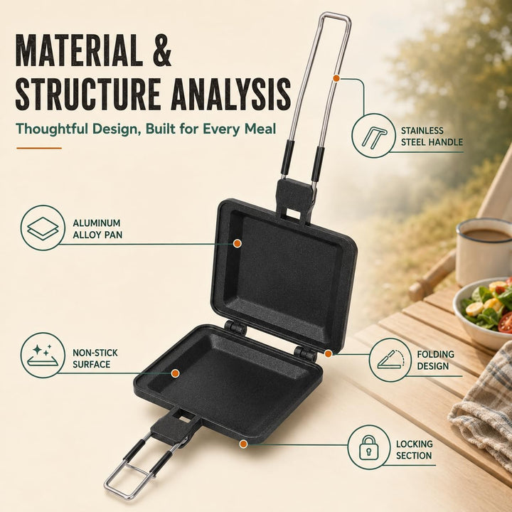 Multifunktionaler Sandwichmaker, faltbar, tragbar, antihaftbeschichtet, Frühstücksform, Presspfanne,