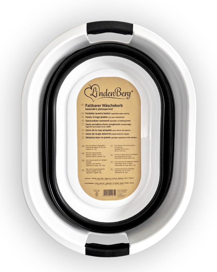Linden Berg/Faltbarer Wäschekorb/schwarz / 36 L / 60,5 x 45 x 27 cm/platzsparend/BPA-frei / 7 kg Tra