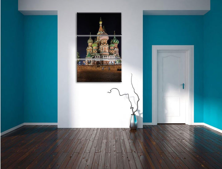 Pixxprint Basilius Kathedrale in Moskau 3-Teiler Leinwandbild 120x80 Bild auf Leinwand