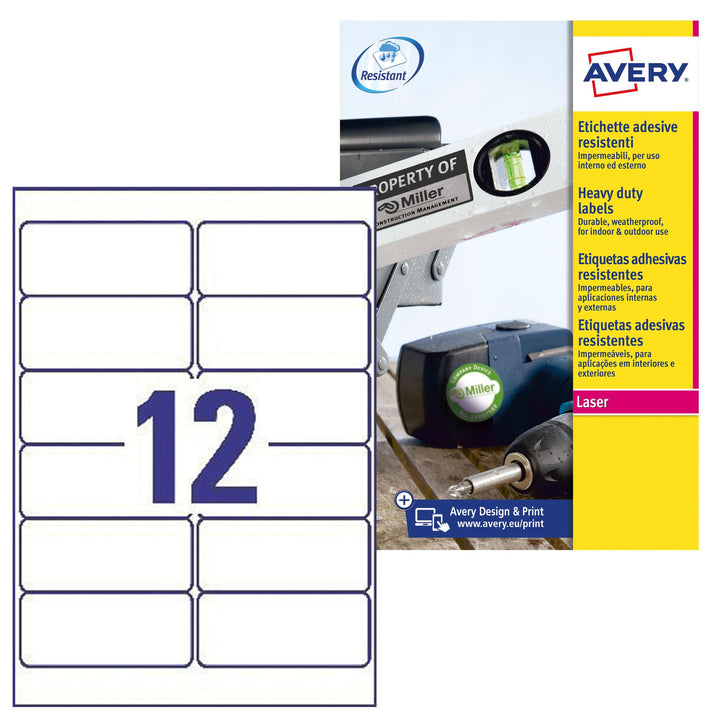 AVERY Zweckform Italien L6 Etiketten aus Polyester 99.1 x 42.3 weiss