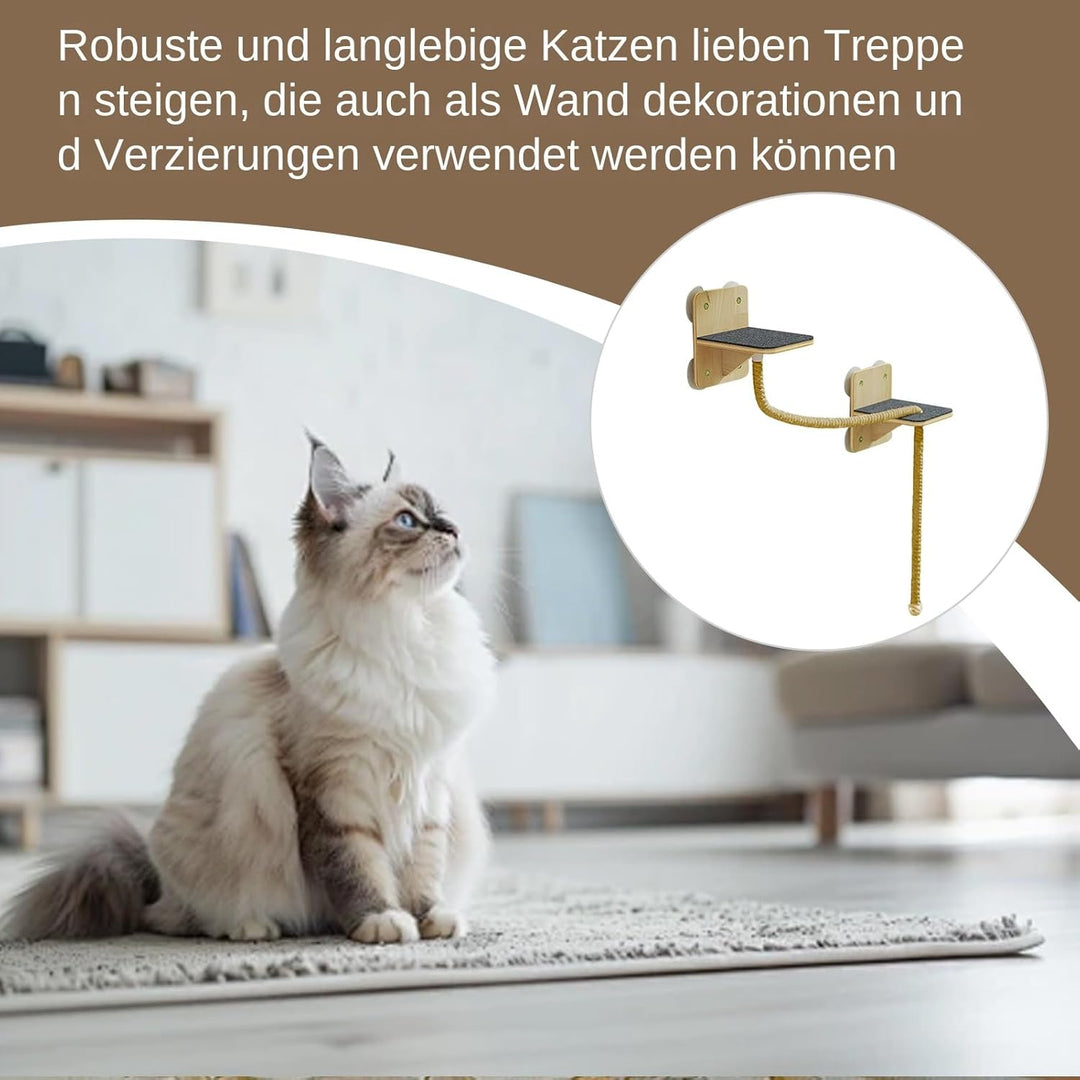 Katzenkletterseil - Katzenseil Wandmontiertes Klettertau - mit Saugnapf-Befestigungszubehör, Einfach