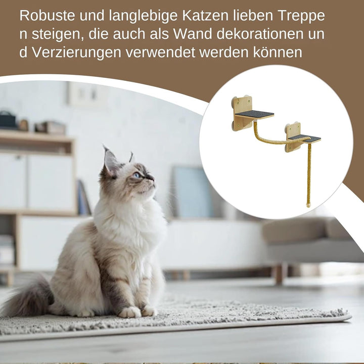 Katzenkletterseil - Katzenseil Wandmontiertes Klettertau - mit Saugnapf-Befestigungszubehör, Einfach