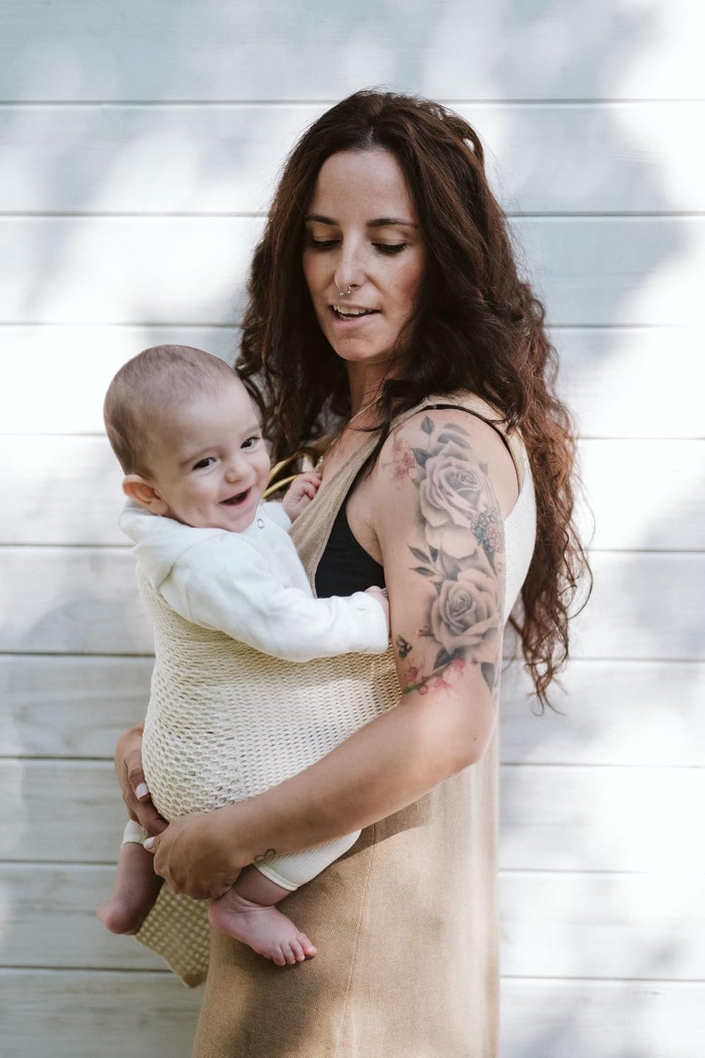 Amarsupiel |Ergonomisches Babytragetuch mit Ringen und Netz | Ring Sling Babytrage |Made in Spain |Z