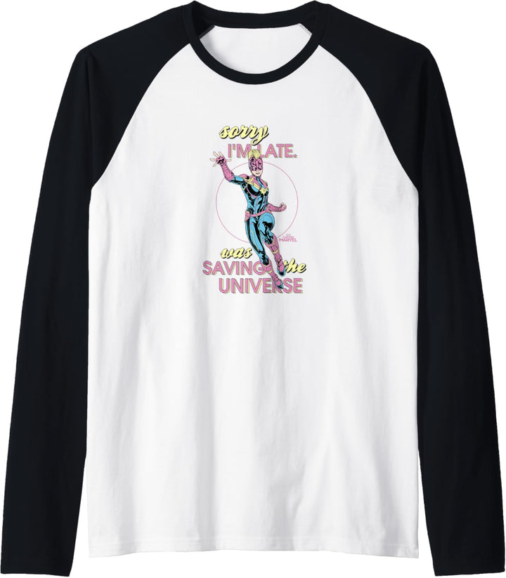 Captain Marvel Sorry I'm Late Was Saving The Universe Comic Raglan