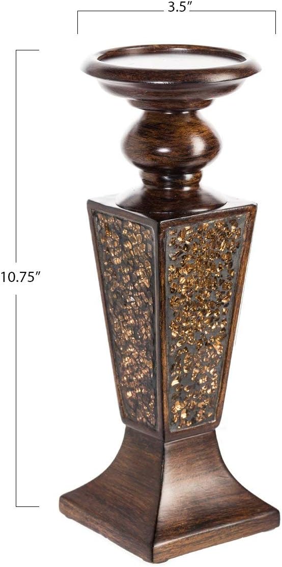 Creative Scents Schonwerk Stumpenkerzenhalter Set mit 2 Stück, Mosaik-Design, funktionale Tischdekor