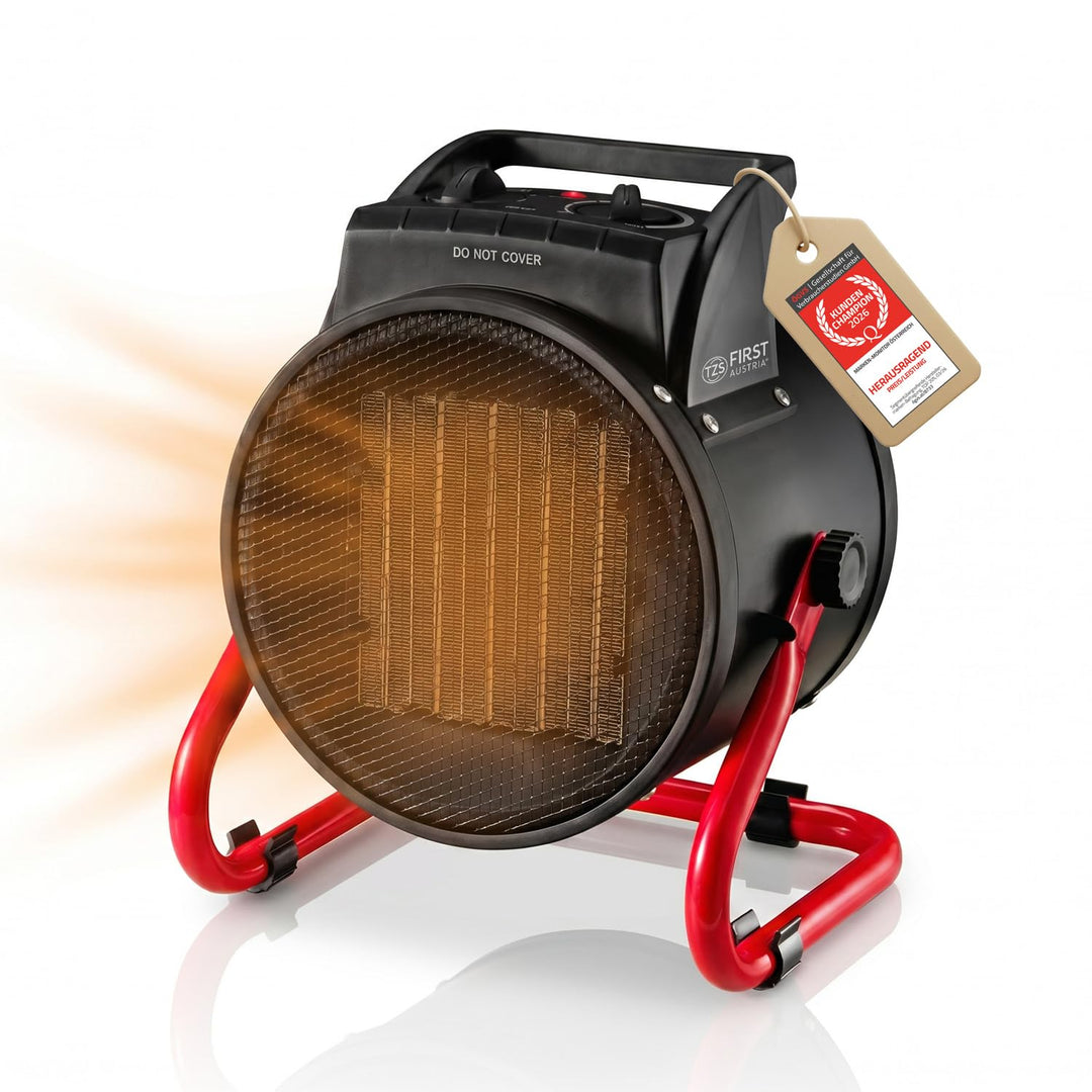 TZS First Austria - Keramik-Heizlüfter 3000W - Elektroheizer mit Thermostat, Überhitzungsschutz, Dre