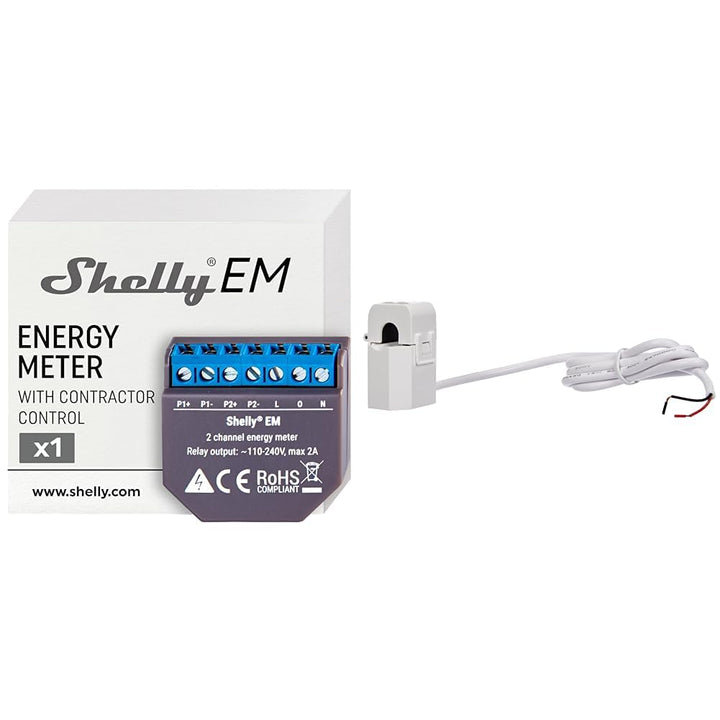 Shelly EM Relay & Stromwandler 50A - Erweiterungsmodul Bundle mit Stromwandler, Bundle mit Stromwand