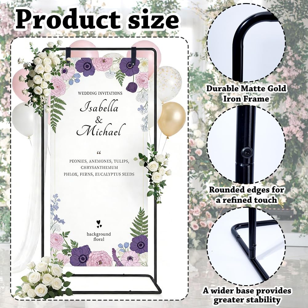DICOSMETIC Hochzeit Willkommensschild Ständer Verstellbar Hochzeit Schild Halter Schwarzer Staffelei