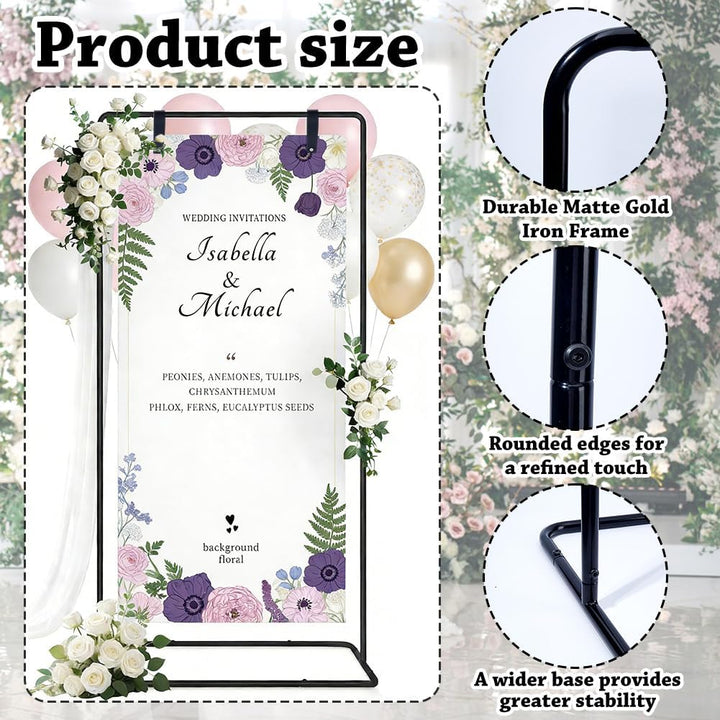 DICOSMETIC Hochzeit Willkommensschild Ständer Verstellbar Hochzeit Schild Halter Schwarzer Staffelei