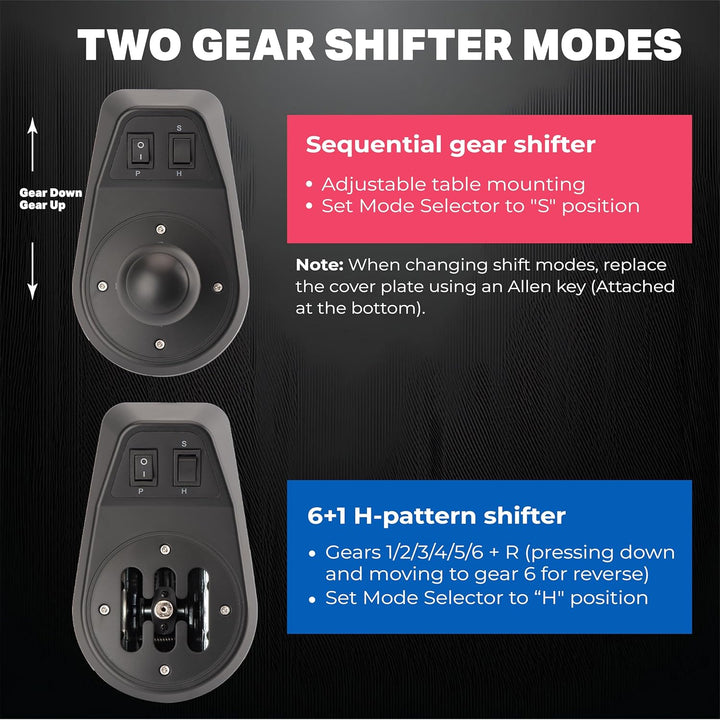 NITHO USB-Schalthebel Kompatibel mit PC-/Windows-Spielen, Realistischer Schalthebel, 6 Gänge mit H-S