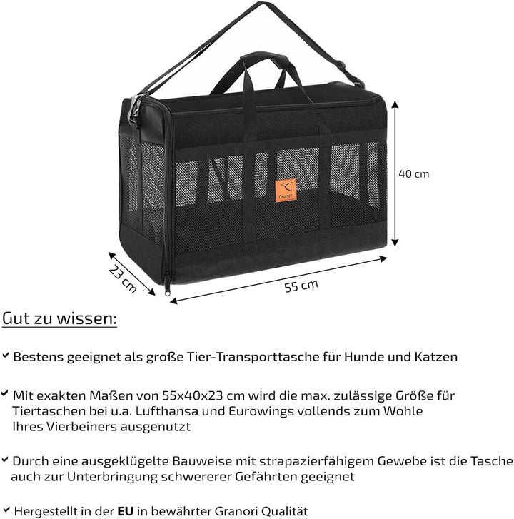 Granori Hundetasche 55x40x23 cm Flugzeug Hundetransporttasche/Hundetragetasche | Transportbox/Tiertr