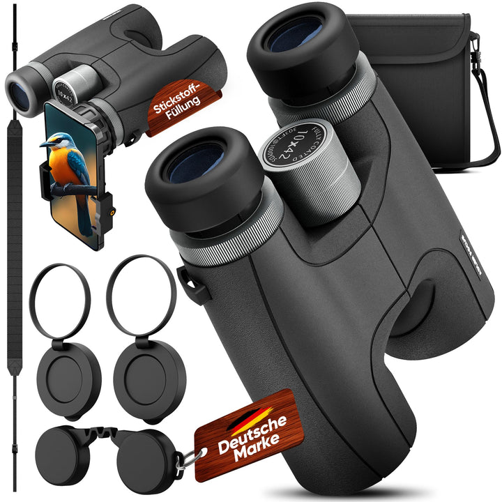 Adler Focus 10x42 Nitro, Magnesium Fernglas mit Nitrogenfüllung, wasserdicht, Fernglas für Erwachsen