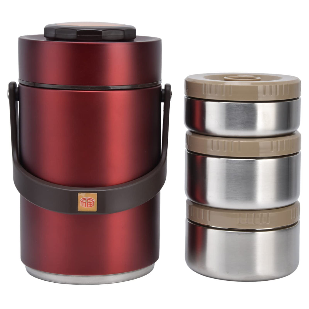 2.3L Edelstahl Isolierbare Lunchbox 3 Schichten Vakuum Isolierter Lebensmittelbehälter Auslaufsicher