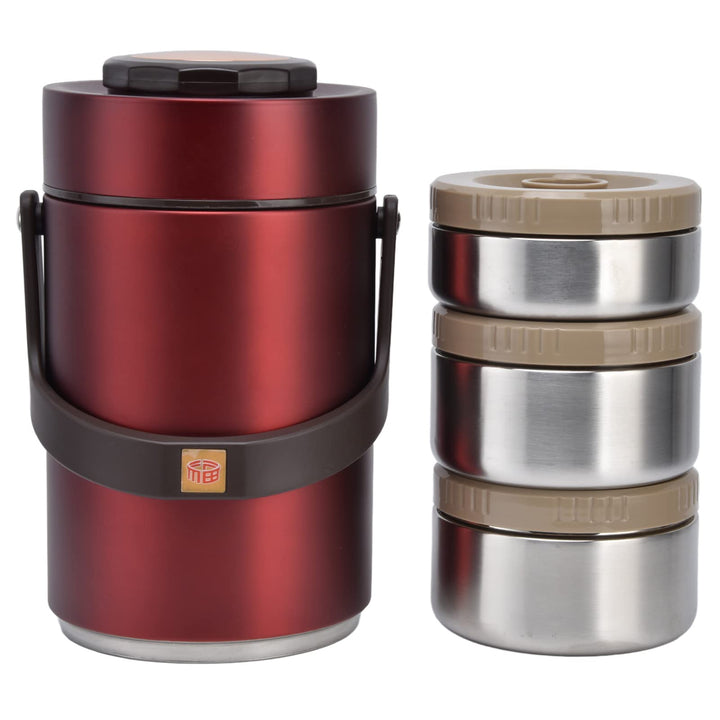 2.3L Edelstahl Isolierbare Lunchbox 3 Schichten Vakuum Isolierter Lebensmittelbehälter Auslaufsicher