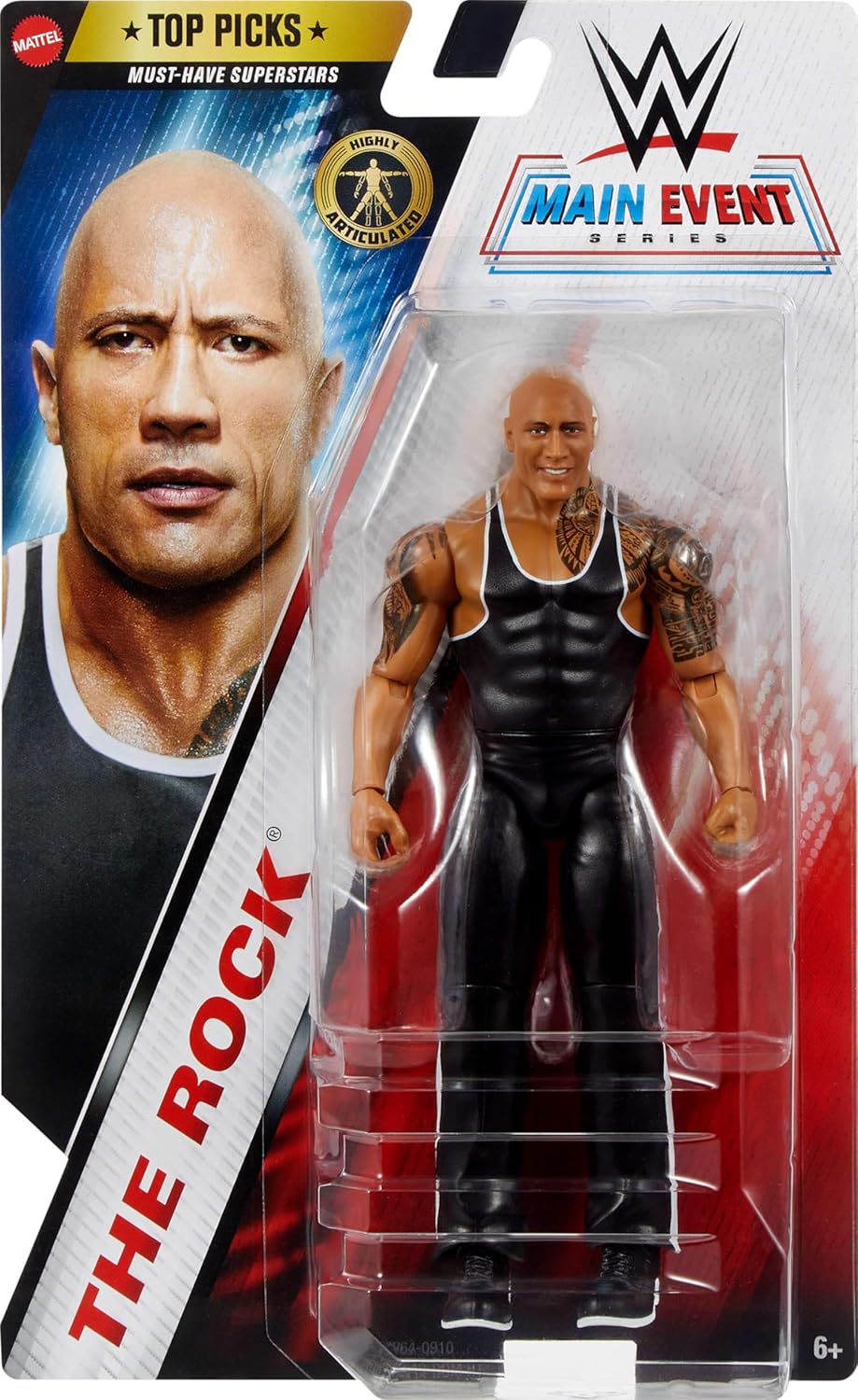 Mattel WWE Top Picks Actionfigur, 15,2 cm grosses Sammlerstück The Rock mit 14 Gelenkpunkten & leben