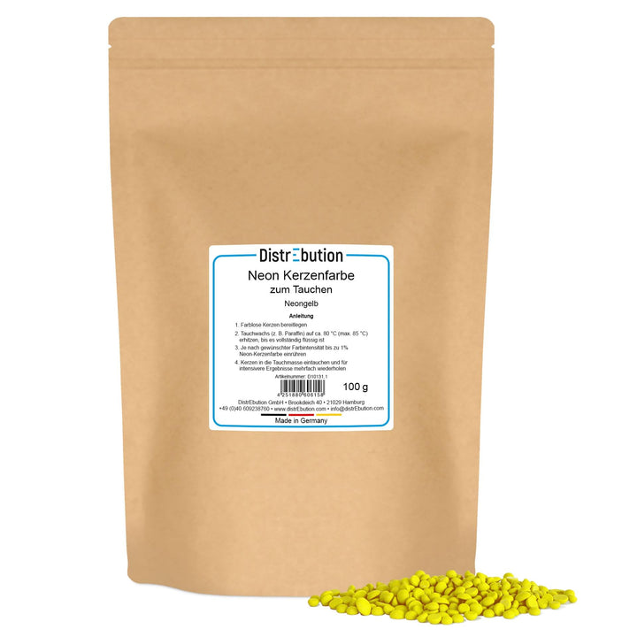 DistrEbution.com 100 g Wachsfarbe/Grundfarbe zum Tauchen, Kerzenfarben Neon Serie, Made in Germany (