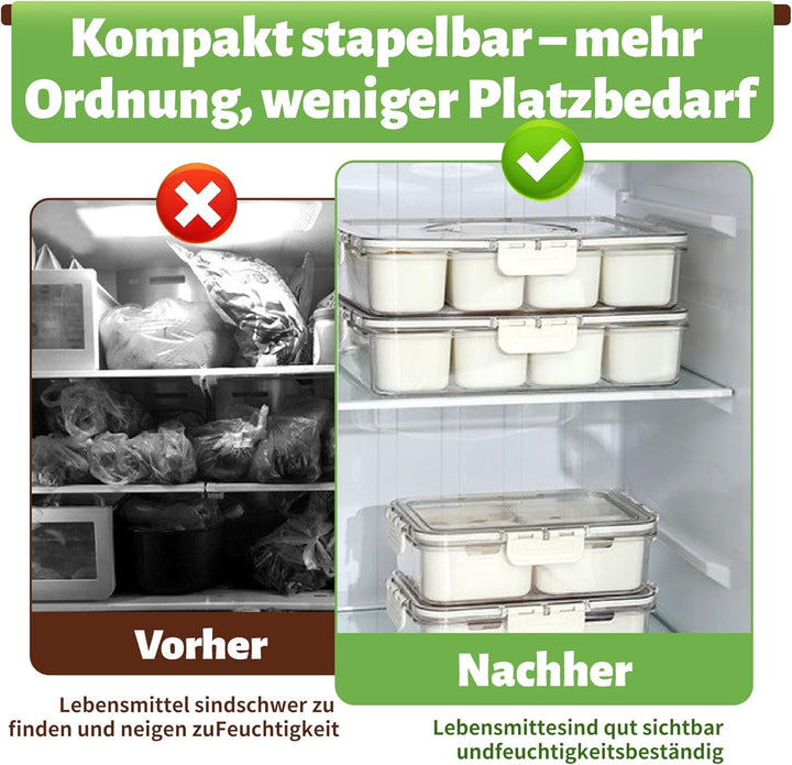 Snackbox mit 8 Fächern & Deckel - Tragbare Snackschale mit Griff, Luftdicht & Spülmaschinenfest, Sna