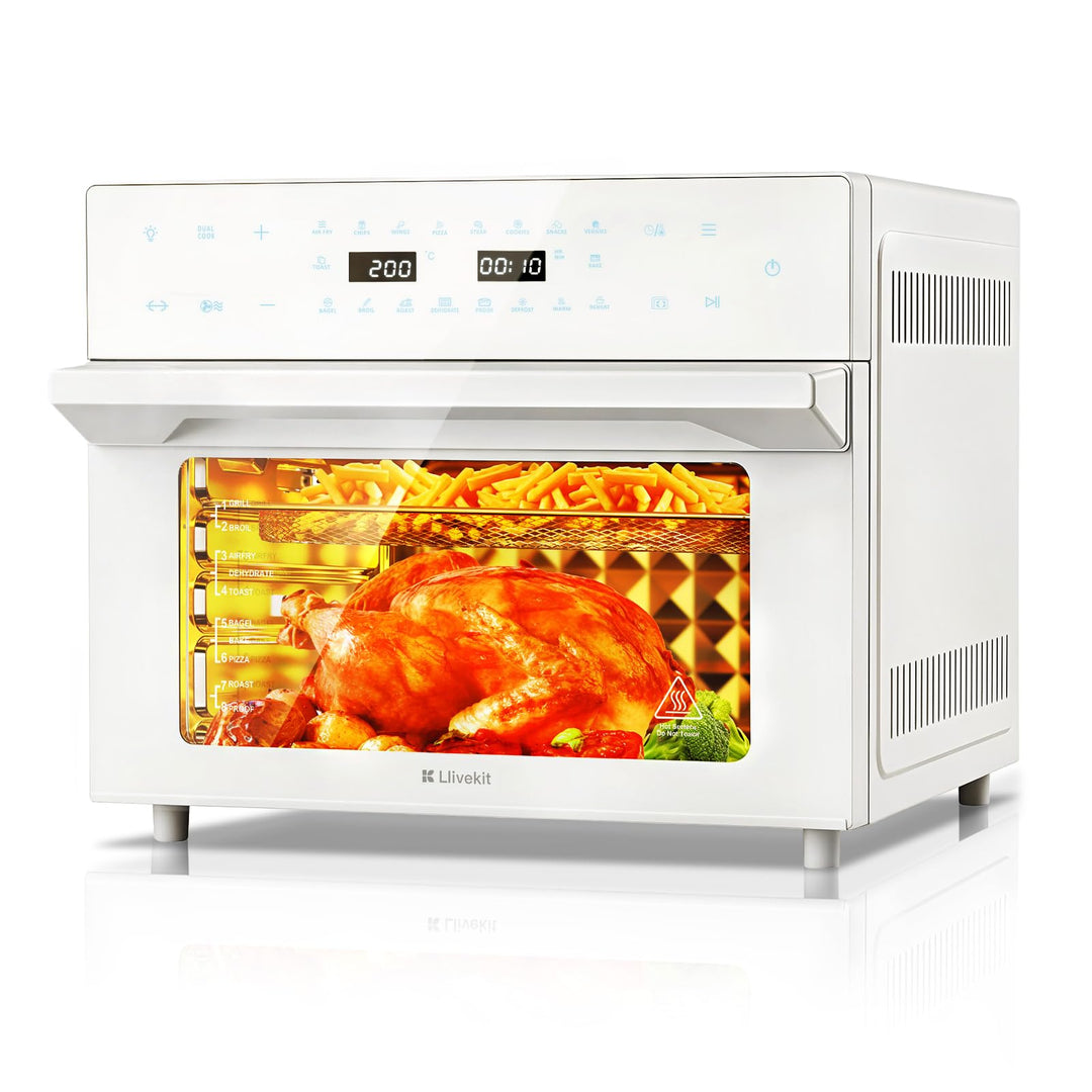 LLIVEKIT 30L Heissluftfritteuse XXL, Minibackofen Umluft mit 20 Programme | 9 Zubehör, Mini Backofen