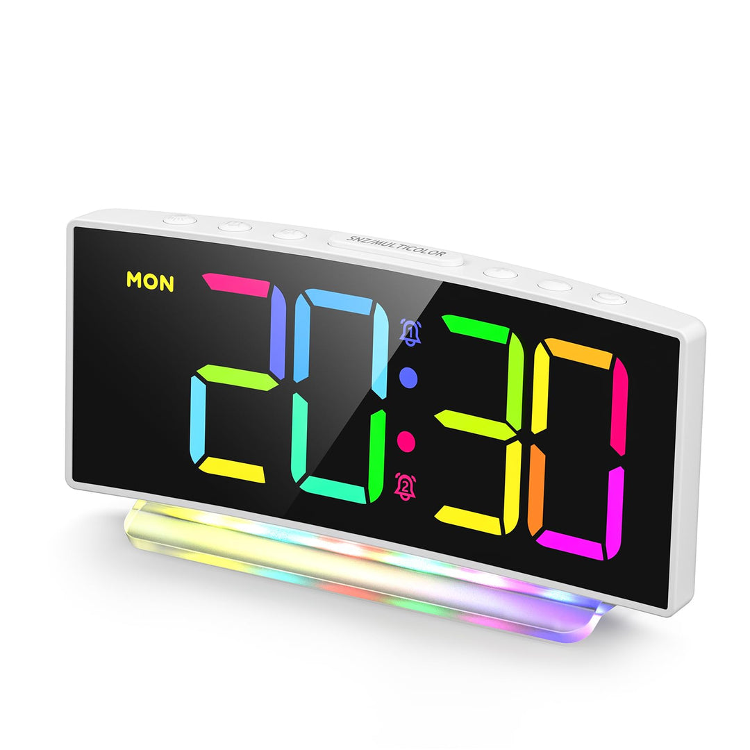 Wecker, Wecker Digital LED mit 7 Farben RGB Nachtlicht, Netzbetrieben Digitalwecker mit 8 Farben Dig