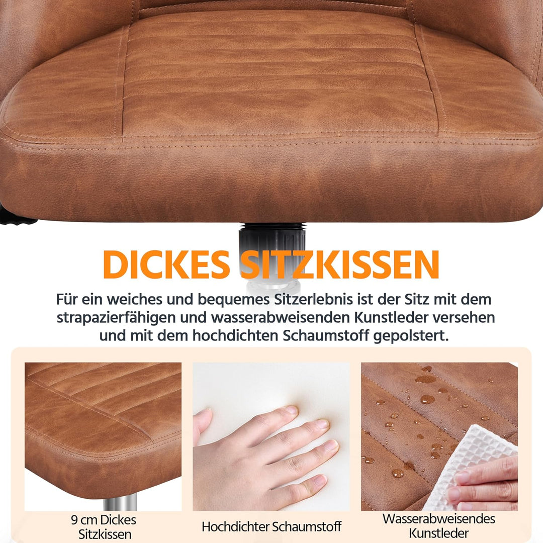 Yaheetech Bürostuhl ohne Armlehne Schreibtischstuhl Drehstuhl mit Rollen ergonomischer Schreibtischs