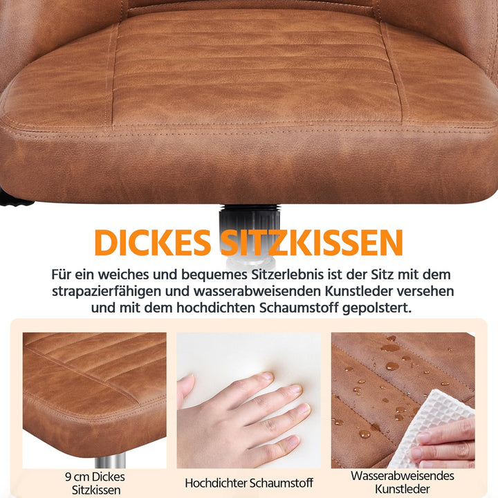 Yaheetech Bürostuhl ohne Armlehne Schreibtischstuhl Drehstuhl mit Rollen ergonomischer Schreibtischs