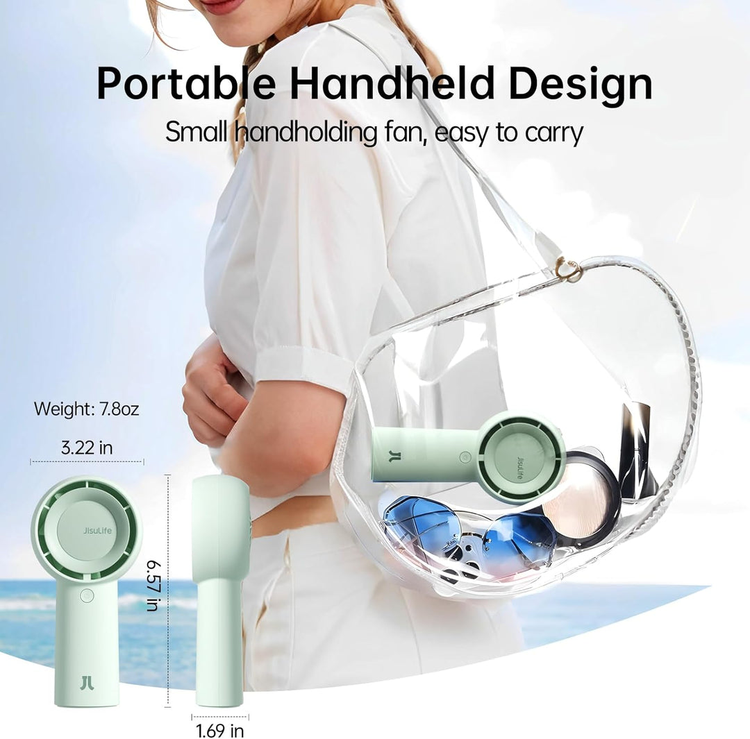 JISULIFE Turbo Handventilator Akku [16 Stunden Lange Arbeitszeit] 4000mAh Tragbarer Mini Ventilator