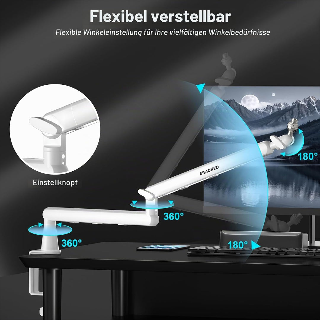 Aokeo AK-55 Mikrofonarm für den Schreibtisch, niedriges Profil, verstellbar, geeignet für Aokeo Yeti