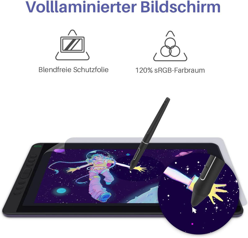 HUION Kamvas 13 Grafiktablett mit Display, Grafik-Zeichenmonitor mit voll laminiertem Bildschirm, Ne