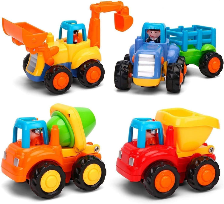 MOONTOY Baby Spielzeugauto Bagger Konstruktionsfahrzeuge Baufahrzeuge 4 in einem Set für Kinder, Tra