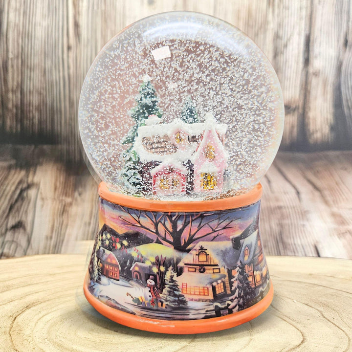 Weihnachts-Schneekugel mit Musik | Schneekugel Zuckerbäckerhaus Gingerbread | Sockel Winterlandschaf