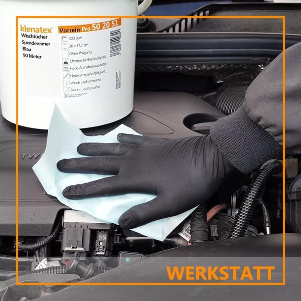 klenatex Wischtücher Putztücher Wischtuchrolle Vorrein Pro, 385 Blatt, 30x39 cm, reissfest, weiss/bl