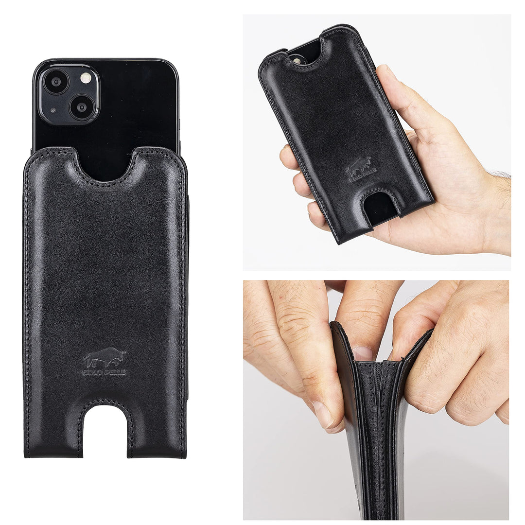 Solo Pelle Lederhülle für das iPhone 12 Mini + 13 Mini bis 5,4 Zoll Case Leder Hülle Ledertasche aus