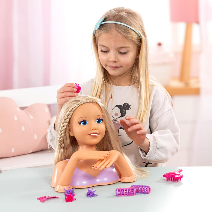 Bayer Design 90025AC Lisa Top Model Frisierkopf Schminkkopf, Puppenkopf mit Haarzubehör, Händen, Mak