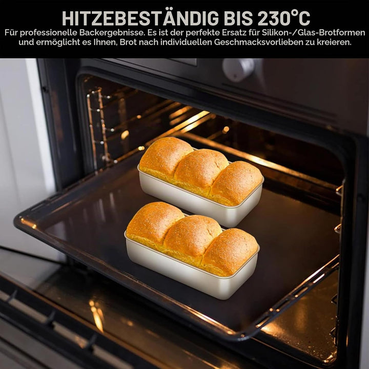 2 Stück Edelstahl Brotbackform Kastenform 30cm - Rechteckige Backform für Brot & Kuchen, Kastenkuche