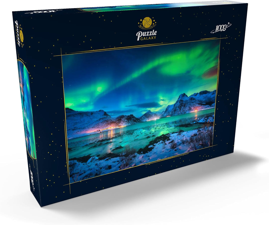 Nordlichter (Aurora Borealis) auf den Lofoten-Inseln, Norwegen - Premium 1000 Teile Puzzle - MyPuzzl