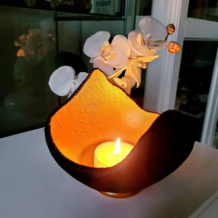 Lichtschale sundowner - S (15cm) - Beton schwarz - grau - Unikat handmade - Windlicht - Geburtstagsg