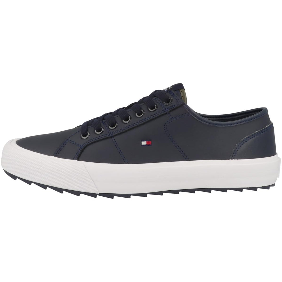 Tommy Hilfiger Herren Sneaker Low Core Vulcanized Cleated Leather 42 EU Blau Desert Sky, 42 EU Blau