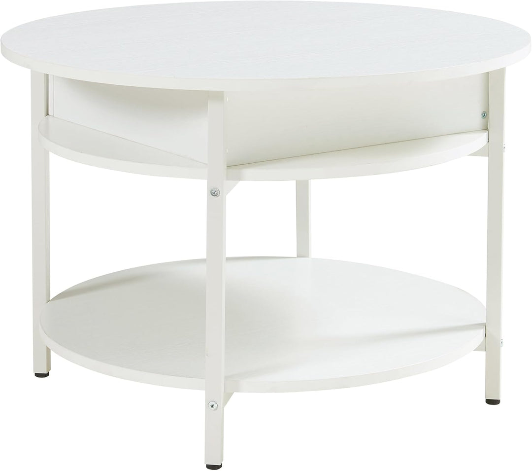 [en.casa] Couchtisch mit Hebeplatte rund Kandas Wohnzimmertisch mit Stauraum Ø70 x 49 cm Kleiner Tis